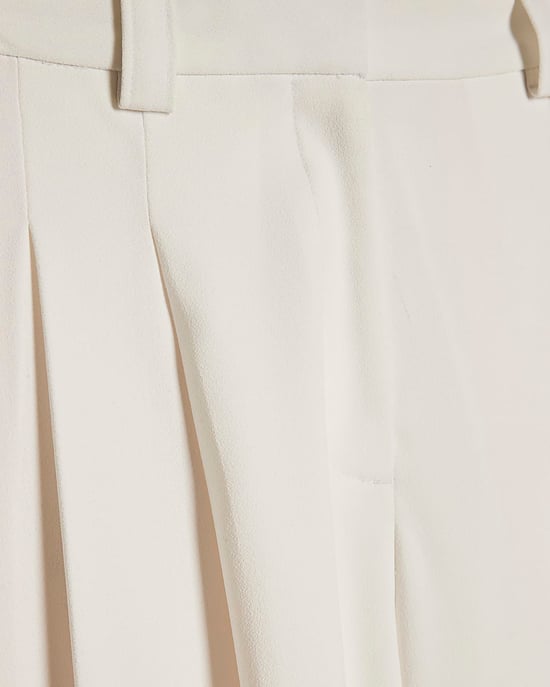 River Island Womens Wide Leg Trousers White Zip & Hook Pleated - Image 5