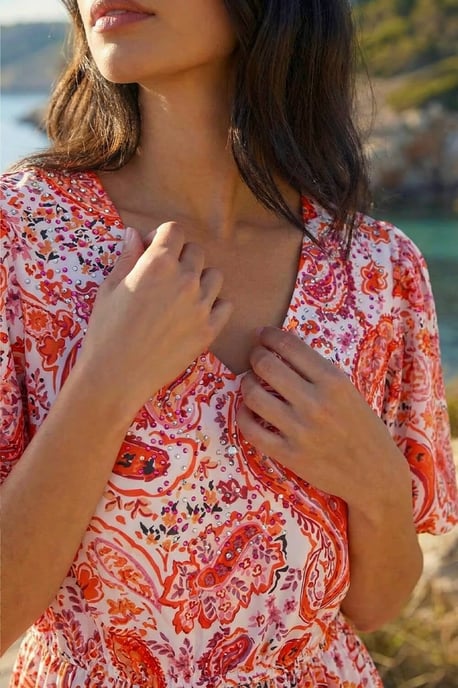 Dusk Paisley Print Hotfix Dress - Image 4