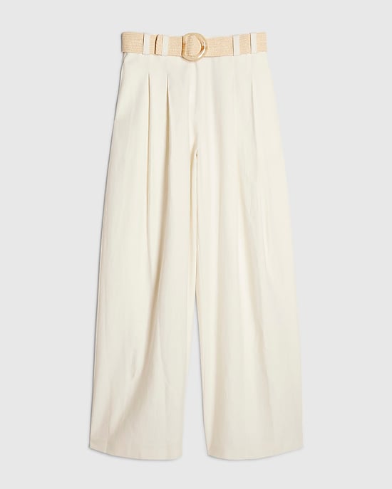 River Island Womens Wide Leg Trousers White Belted High Waist - Image 6