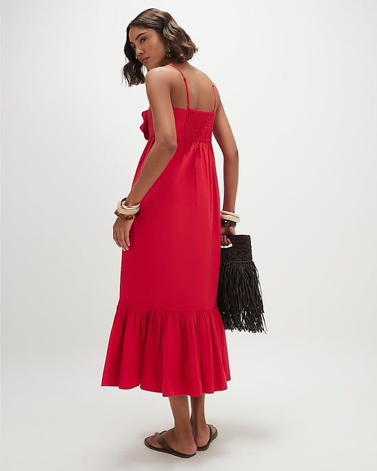 River Island Womens Maxi Dress Red 3D Flower Sleeveless Tiered Hem - Image 3