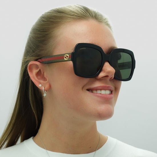 Gucci Square Womens Black Green Glitter and Red Green Sunglasses GG0036SN - Image 5