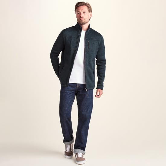 Cresswell Mens Knitlook Fleece Jacket Dark Indigo Marl - Image 1