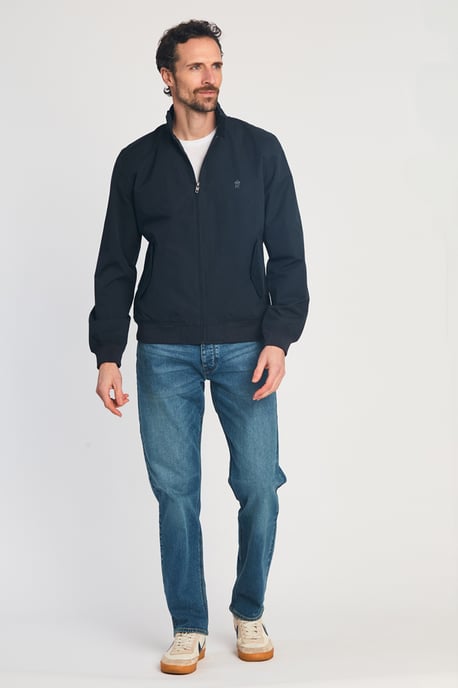 Navy Funnel Neck Harrington Jacket - Image 3