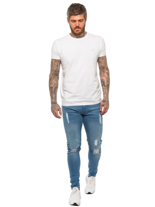 Enzo Mens Skinny Ripped Jeans - Image 6