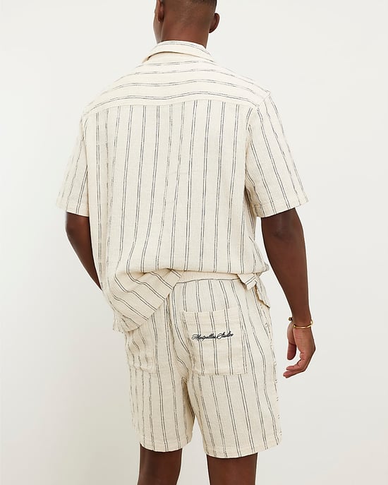 River Island Mens Shorts Cream Regular Fit Stripe Pull On Striped - Image 4