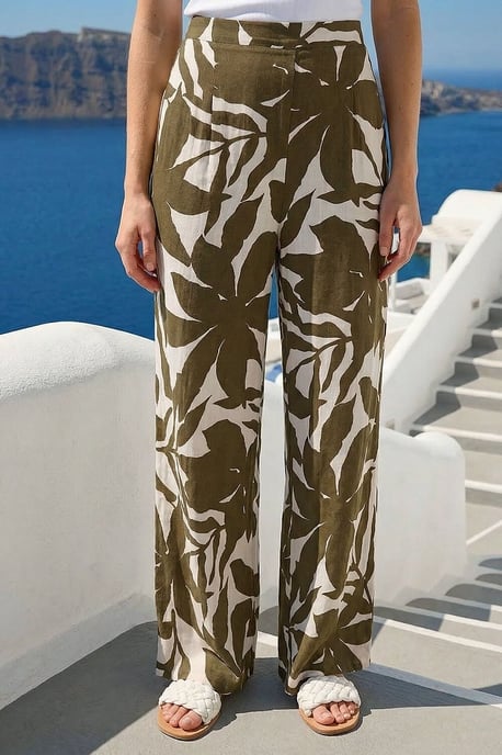 Floral Mono Wide Leg Trouser - Image 1