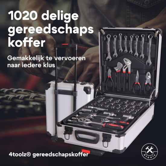 4toolz ® gereedschapskoffer xxl 1020-delig aluminium trolley met wielen - Image 4