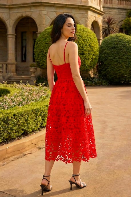 Dusk Crochet V-Neck Cami Midi Dress - Image 3