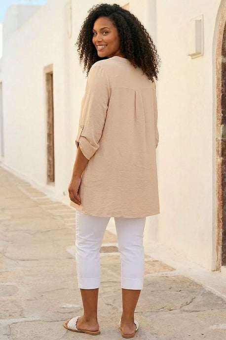 Curve Textured Buttoned Tunic Top - Image 2