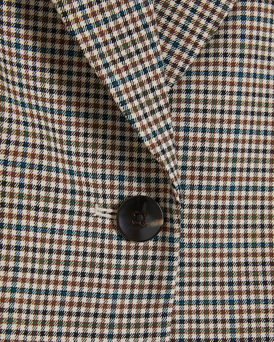 River Island Womens Blazer Brown Check Hybrid Cropped Long Sleeve - Image 5
