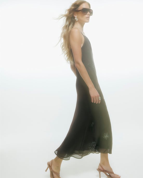 River Island Womens Maxi Dress Brown Beading Embellished Sleeveless - Image 2