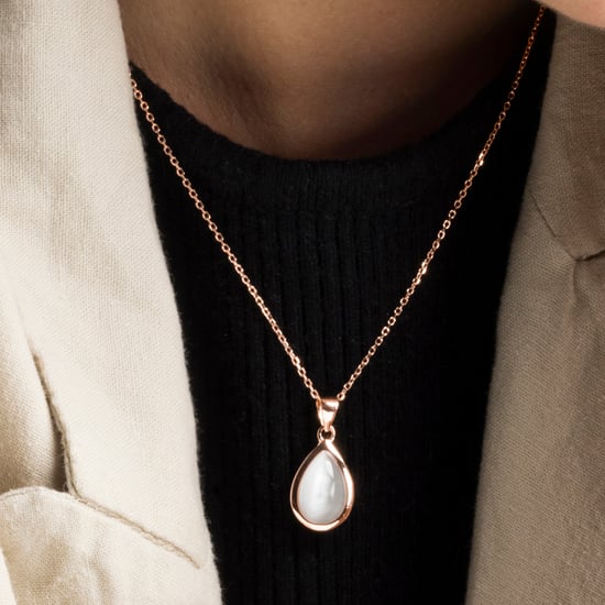 18K roséguldpläterat halsband av 925 sterlingsilver och kattöga - Image 3