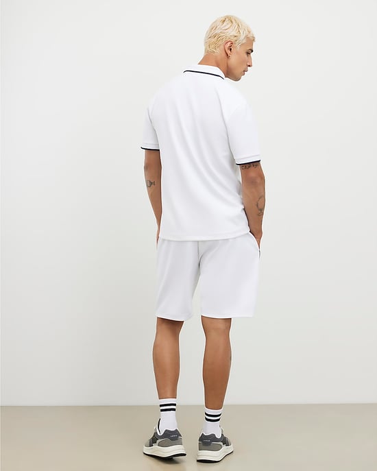 River Island Mens Shorts White Slim Fit Textured Tipped Elasticated - Image 3