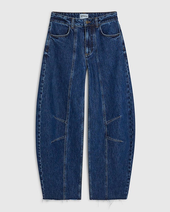 River Island Womens Wide Leg Jeans Blue Mid Rise Seamed Barrel - Image 6