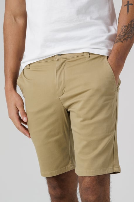 Beige Organic Cotton Slim Fit Chino Shorts - Image 4