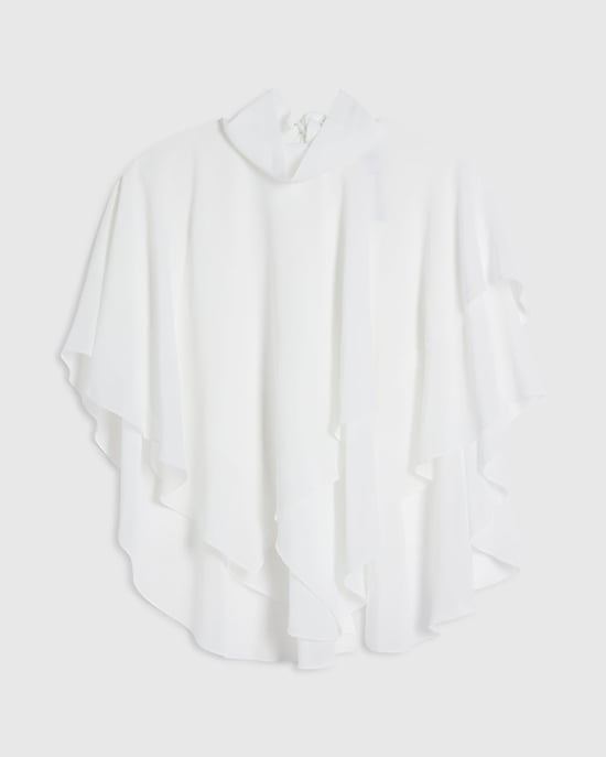 River Island Womens Ruffle Cape Cream High Neck Tiered Ruffles Top - Image 6