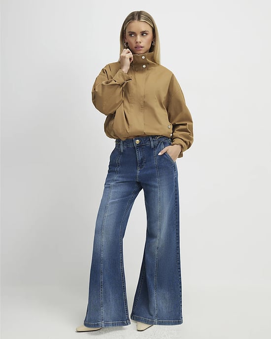 River Island Womens Flared Jeans Petite Blue High Rise Snaffle - Image 2