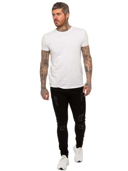 Enzo Mens Skinny Ripped Jeans - Image 6