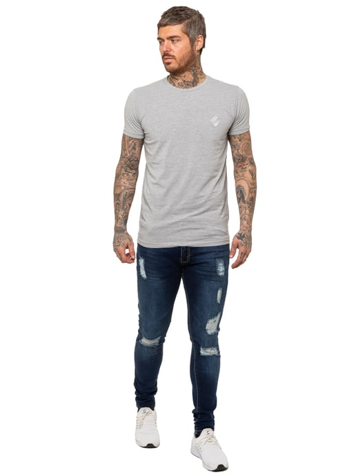 Enzo Mens Skinny Ripped Jeans - Image 6