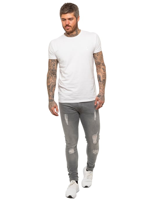 Enzo Mens Skinny Ripped Jeans - Image 6