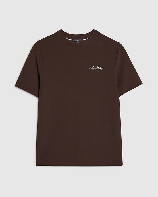 River Island Mens T-Shirt Brown Slim Fit Slinky Ame Saint - Image 6