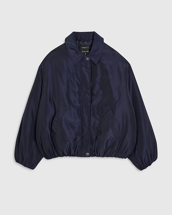 River Island Womens Jacket Navy Bubble Hem Collared Long Sleeve - Image 6