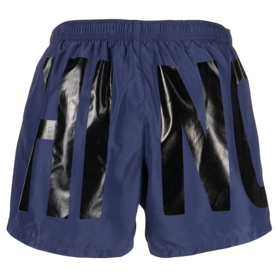 Moschino Brand Print Logo Marinblå Korta Badshorts - Image 2