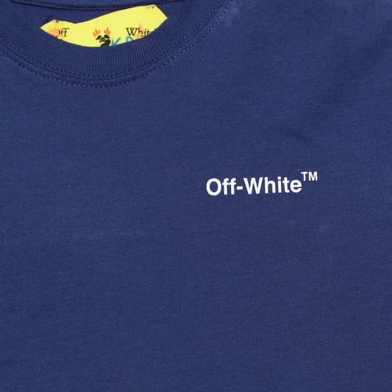 Off White Juniors Logo Industrial T-shirt in marinegeel voor jongens - Image 3