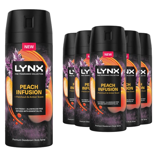 Lynx Body Spray Fine Fragrance Collection Peach Infusion for Men 150ml, 36 Pack - Image 1