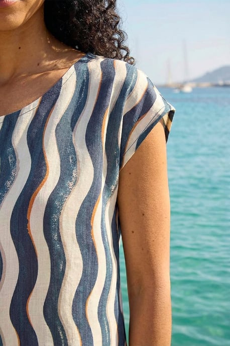Wave Stripe Print Tunic Top - Image 4