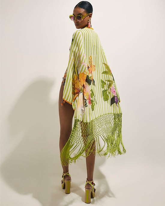 River Island Womens Kimono Green Floral Stripe Long Sleeve Del Maar - Image 3