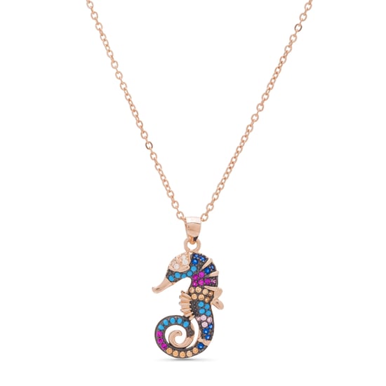 Luxenter cawig necklace in 925 sterling silver and multicoloured zirconia with 18 carat rose gold plated finish - Image 1