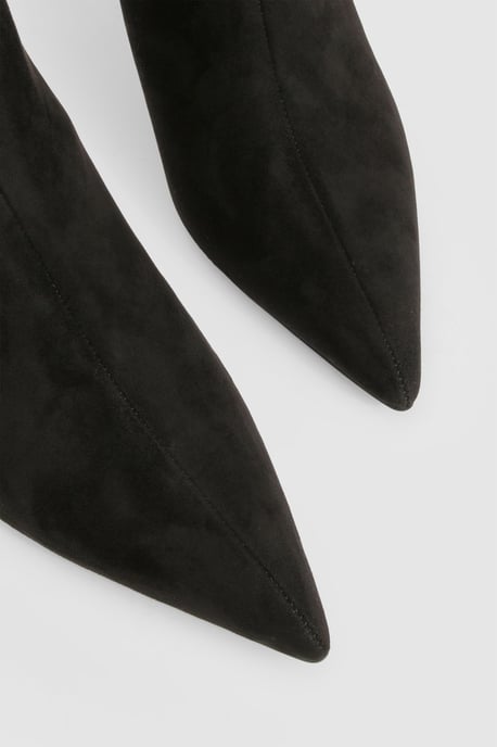 Faux Suede High Stiletto Pointed Toe Ankle Boots - Image 5