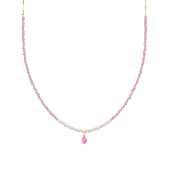 Luxenter athat-halsband i metallegering och rosa turmalin 18K guldpläterad finish - Image 1