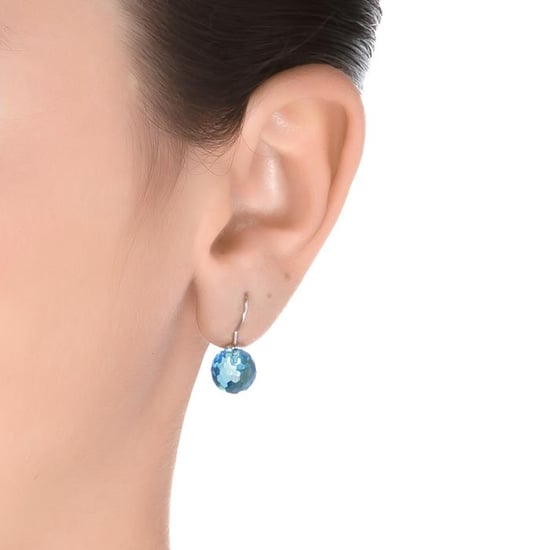 Luxenter Luxenter oorbellen, 925 sterling zilver, gele en aquamarijn blauwe hydrothermale kwarts, gerhodineerde afwerking - Image 2
