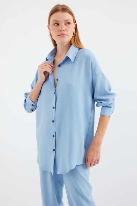 Linnenmix Lange Mouwen Shirt en Broek Set - Image 5