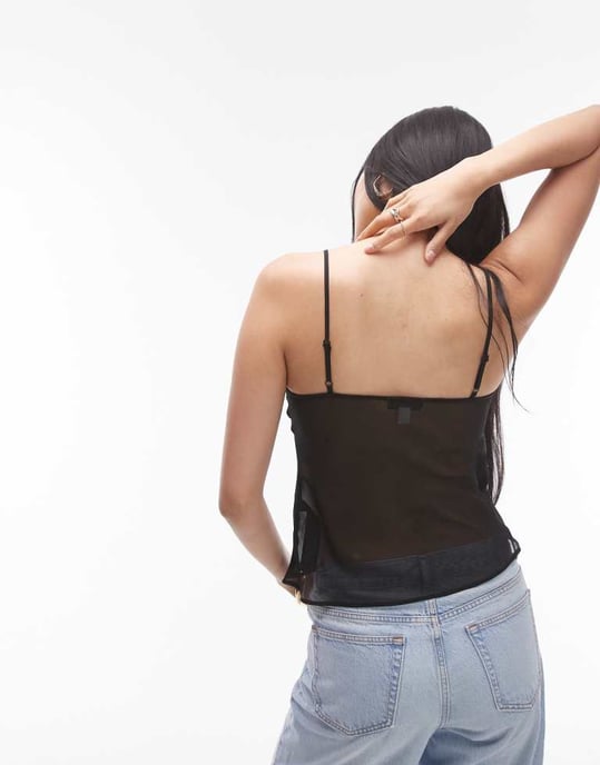 Topshop sheer cami in black - Image 4