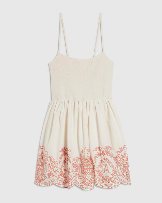 River Island Womens Mini Dress Cream Embroidered Palm Tree Hem - Image 6