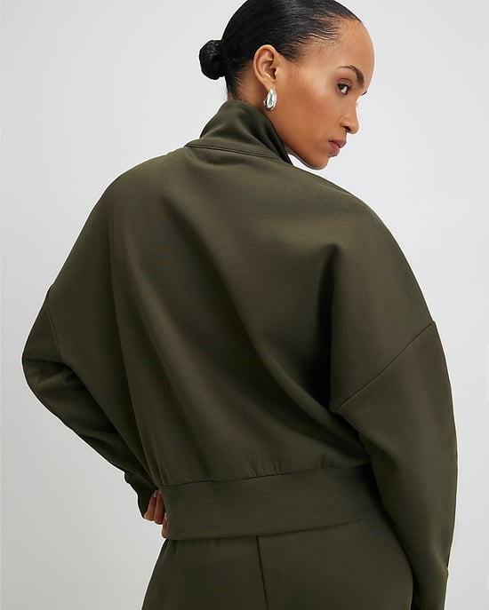 River Island Womens Sweatshirt Khaki Zip Up High Neck Long Sleeve - Image 3