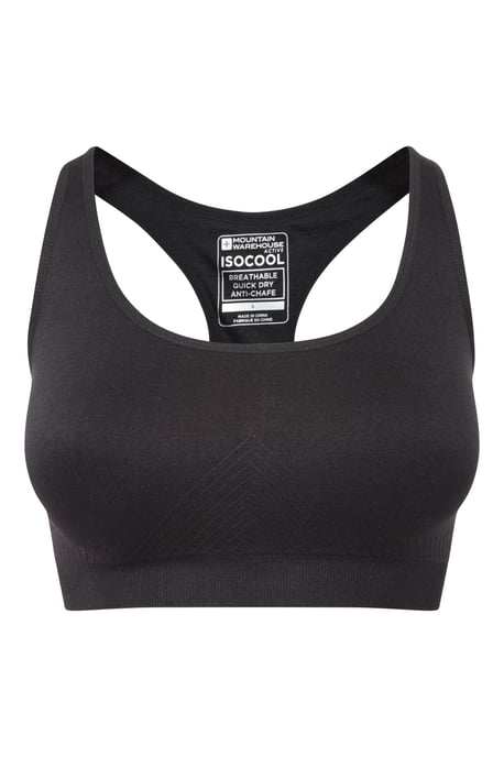 Women's Antibacterial Seamless Bra Stretchy Racerback Sports Bralette Black - Image 5