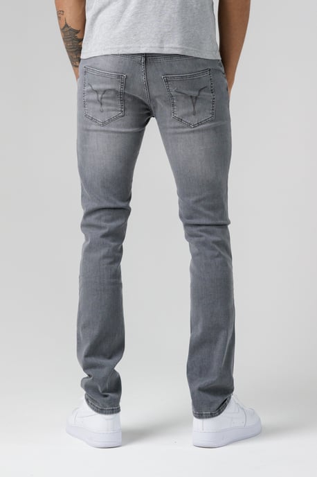 Light Grey Organic Cotton Blend Skinny Mid-Rise Denim Jeans - Image 2