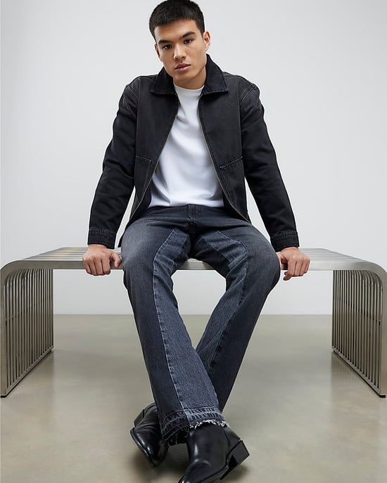 River Island Mens Bootcut Jeans Black Washed Flared Leg - Image 3