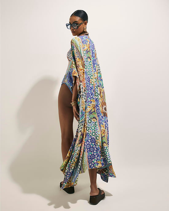 River Island Womens Maxi Kaftan Blue Tile Print Del Maar - Image 3