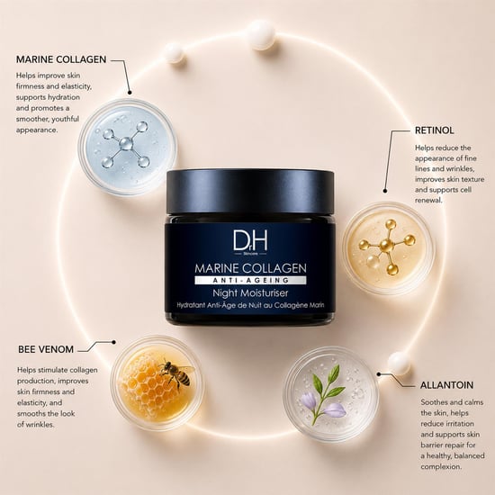 Dr H Marine Collagen Anti-Ageing Night Moisturiser 60ml for Fine Lines, Wrinkles, Loss of Firmness - Image 2