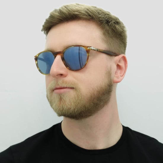 Persol Solglasögon 3152 9043/56 Brun Randig Gul Blå Anti-Glare - Image 6