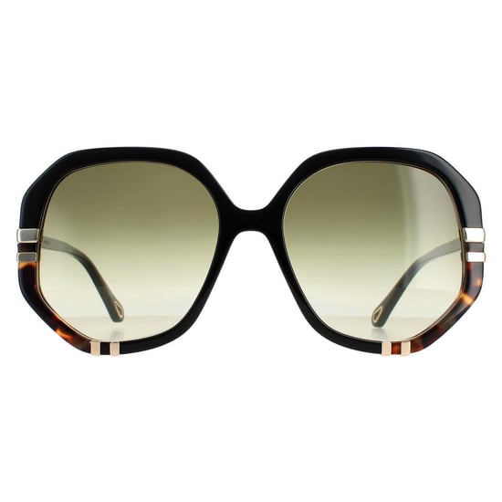 Chloe Square Womens Shiny Black and Tortoise Green Gradient CH0105S - Image 1