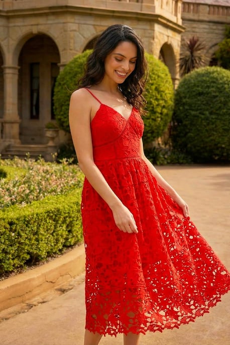 Dusk Crochet V-Neck Cami Midi Dress - Image 2