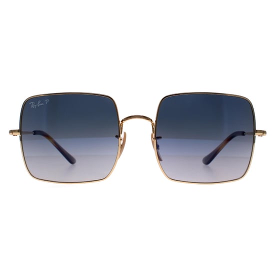 Ray-Ban Square RB1971 914778 gepolijst goud blauw grijs gradiënt gepolariseerde zonnebril - Image 1