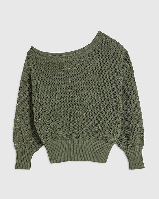River Island Womens Top Khaki Open Stitch Knit Off The Shoulder - Image 6