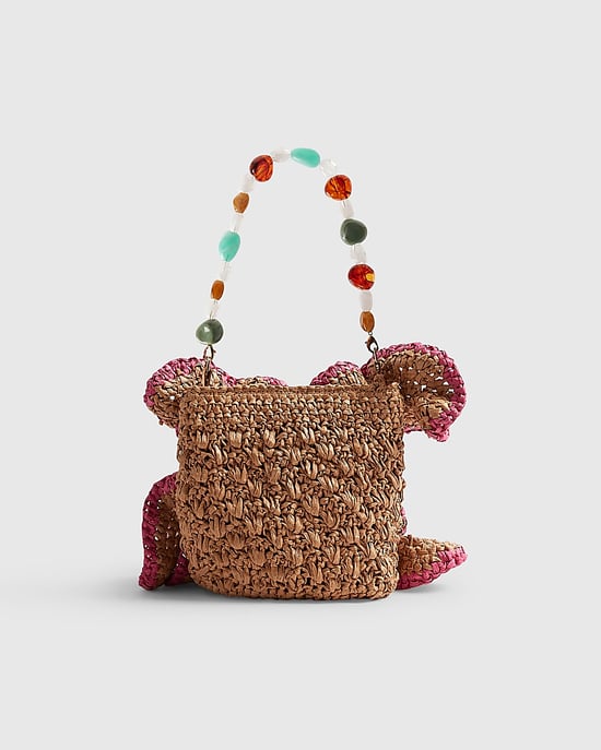 River Island Womens Flower Bag Beige Raffia Del Maar Detachable Strap - Image 1
